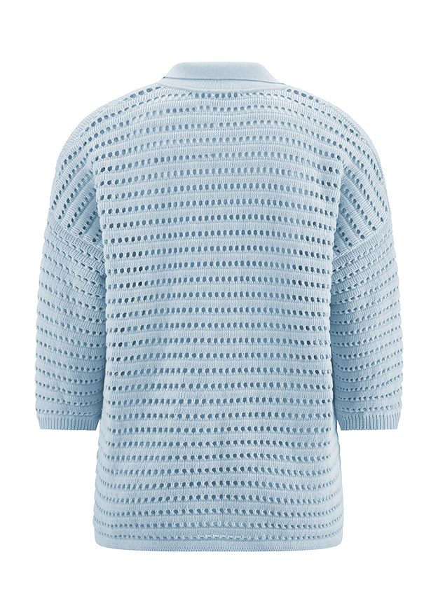 Strickpullover, Lochstrick, Luftige Struktur, Kurzarm?, Hellblau