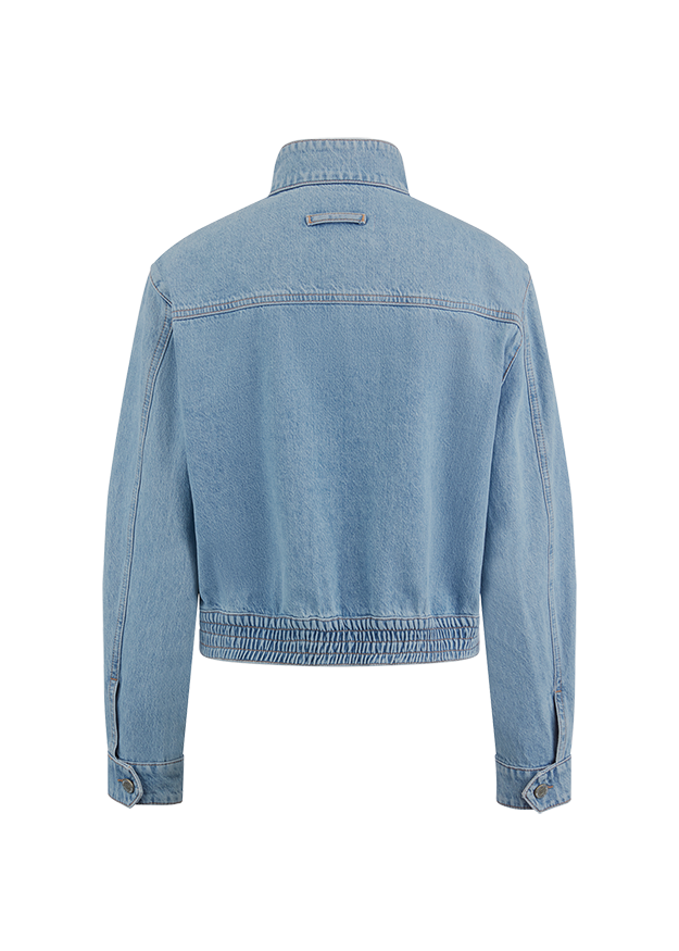 Jeansjacke, Denim, Hellblau, Kragen, Rippbund