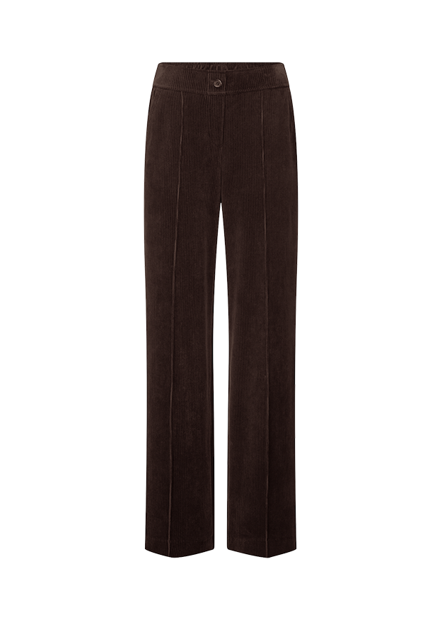 Corduroy, Hose, Braun, Hochbund, Knopf