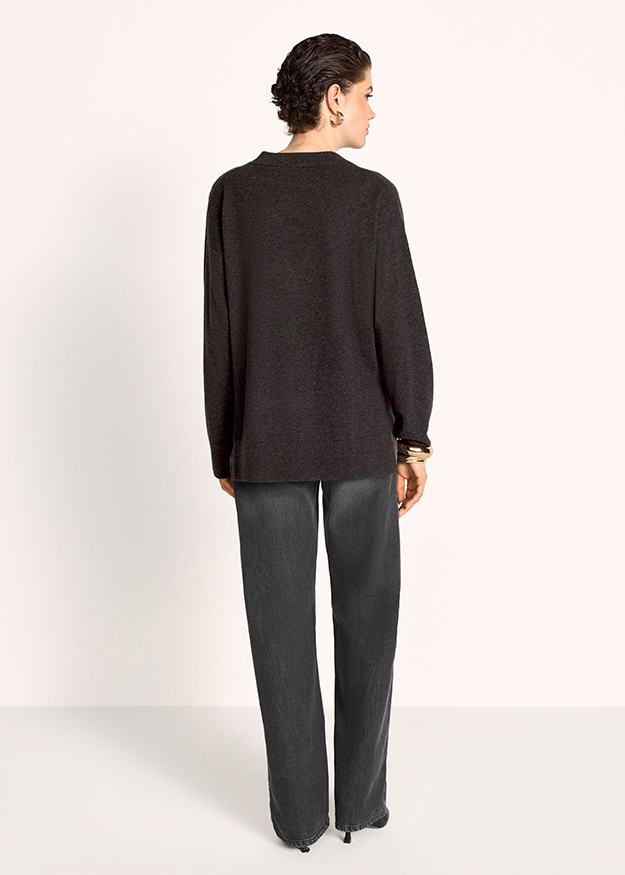  Pullover, Langarm, dunkelgrau, weite Passform, Rückansicht