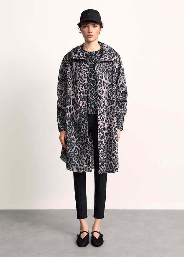 Leopardenmuster, Mantel, Regenmantel, Lange Jacke, Kapuze
