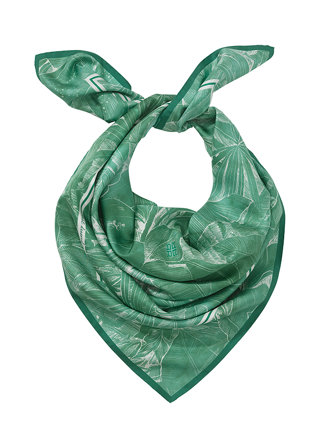 Schal, Bandana, Baumwolltuch, Grün, Pflanzenmuster