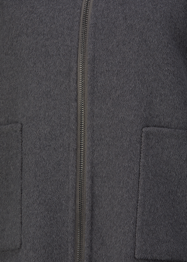 Reißverschluss, Kapuze, Fleece, dunkelgrau, Taschen
