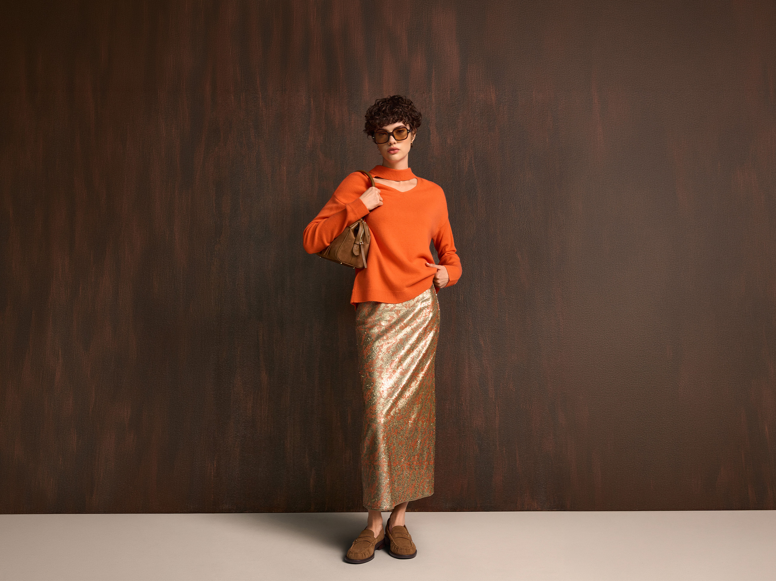 Top, Rock, Tasche, Brille, Orange