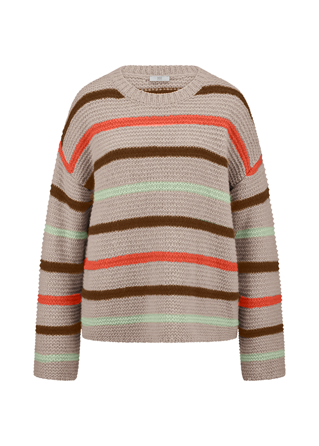 Pullover, Strickpullover, Streifen, Gemustert, Kamelbraun
