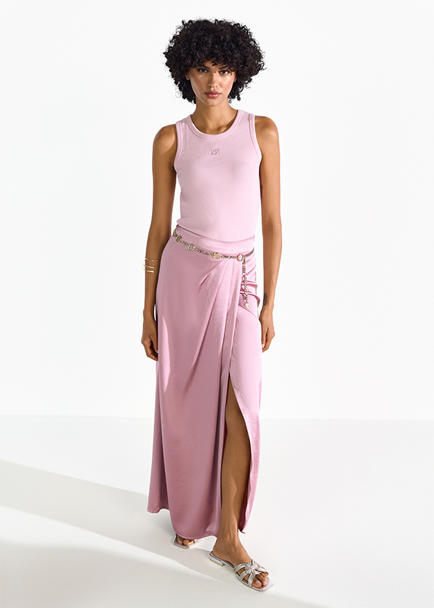 Tanktop, Pink, Skirt, Wrapskirt, Slit