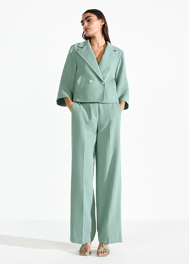 Anzug, Mintgrün, weite Hose, Blazer, Loungewear-Anzug