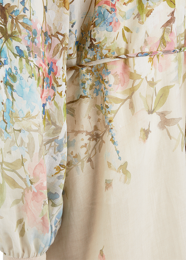 Blumenmuster, Farbverlauf, Lockere Passform, Langarm, Sommerkleid