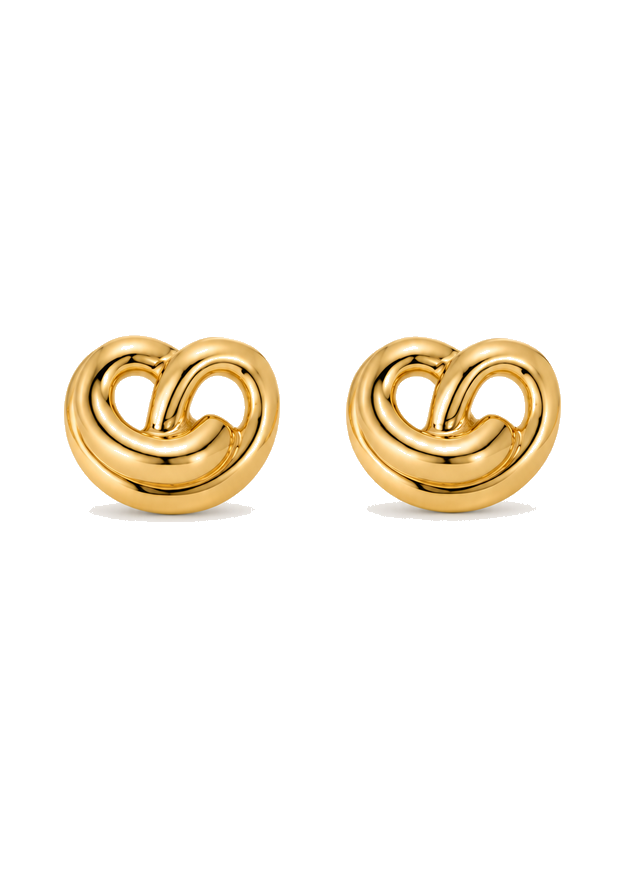 goldene Ohrringe, Herz-Knoten, poliertes Gold, minimalistischer Schmuck, Ehering?