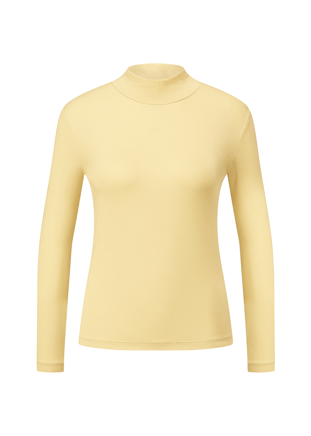 Langarmshirt, Rollkragen, Einfarbig, Beige, Kleiner Rollhals