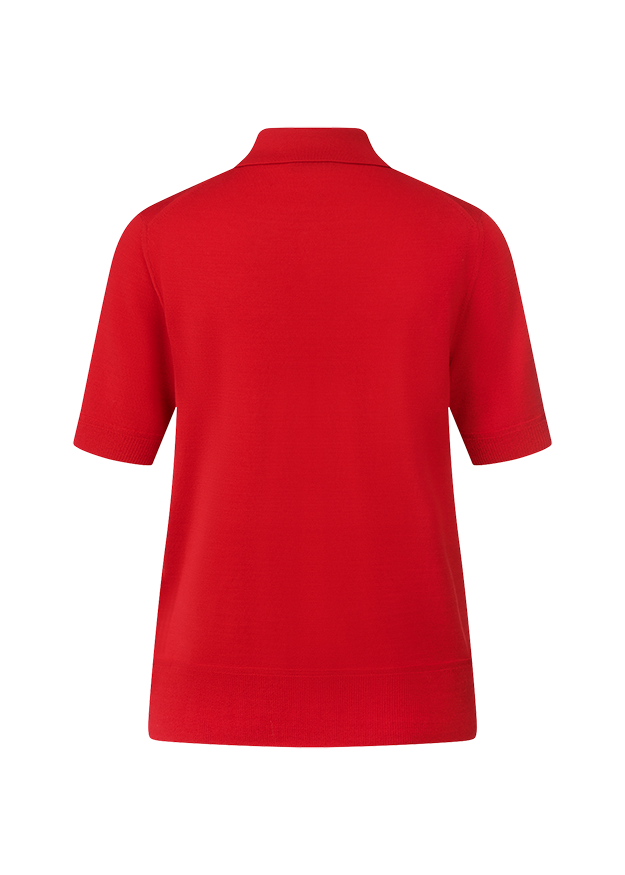 Poloshirt, Rot, Kurzarm, Strickstoff, Kragen