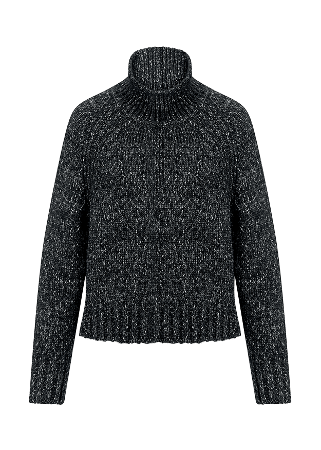 Pullover, Rollkragen, Knit, Sternstrick, dunkelgrau