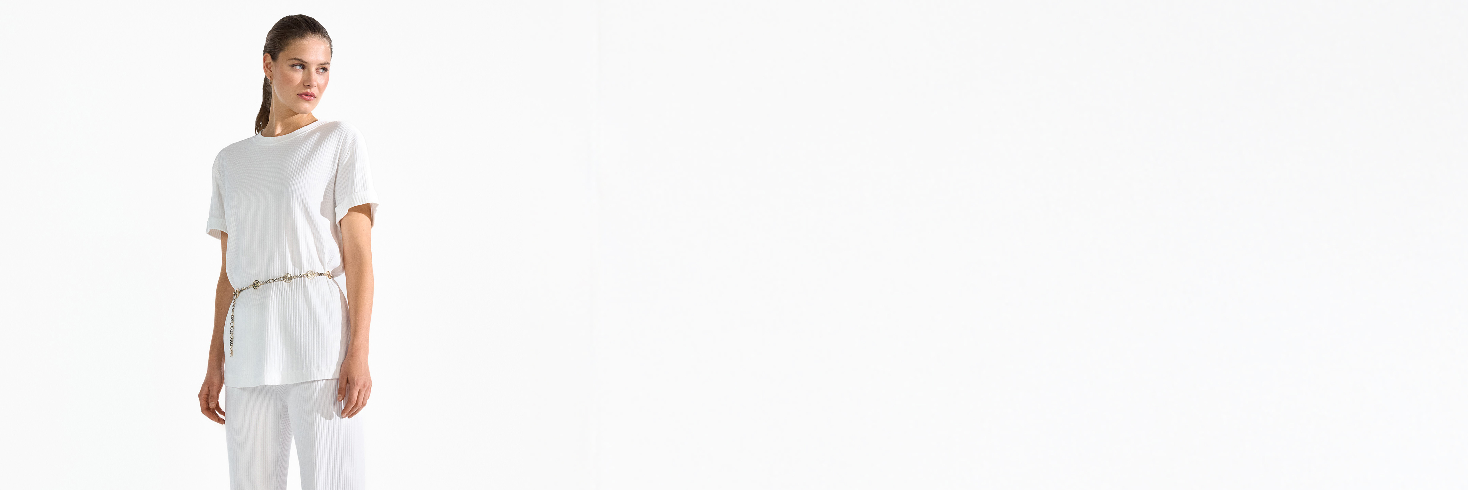 weißes T-Shirt, 1/4-Ärmel, Gürtelanhänger, Kleidung, Loungewear