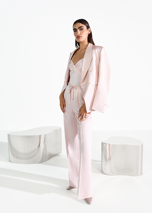 Anzug, Blazer, Hose, Pastellrosa, Jacke