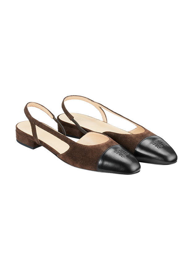 Slipper, Slingback, Ballerinas, Samtleder, ZweiFarben