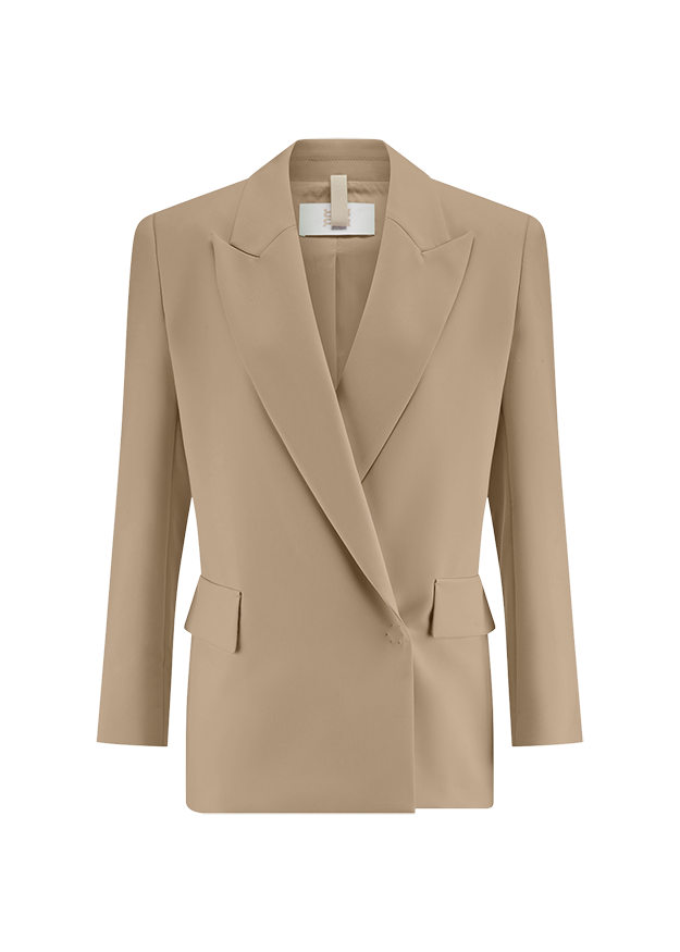 Blazer, Beige, Einreiher, Notched lapel, Langarm