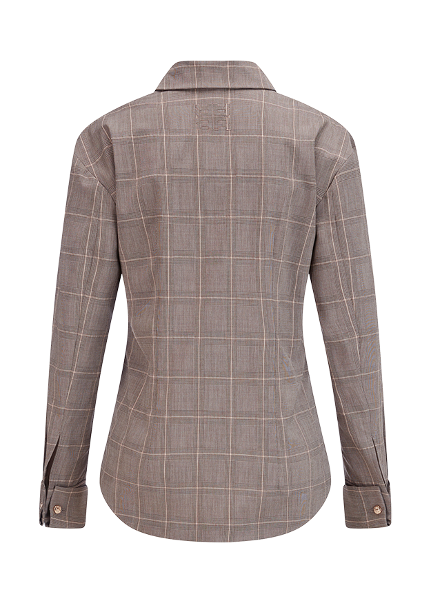 Blazer, Glänzendes Muster, Karo, Langarm, Rückseite