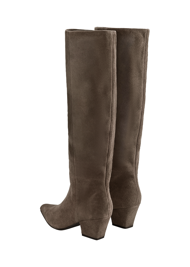 Kuhstiefel, Overknee-Stiefel, Stiefel, Samt, braun