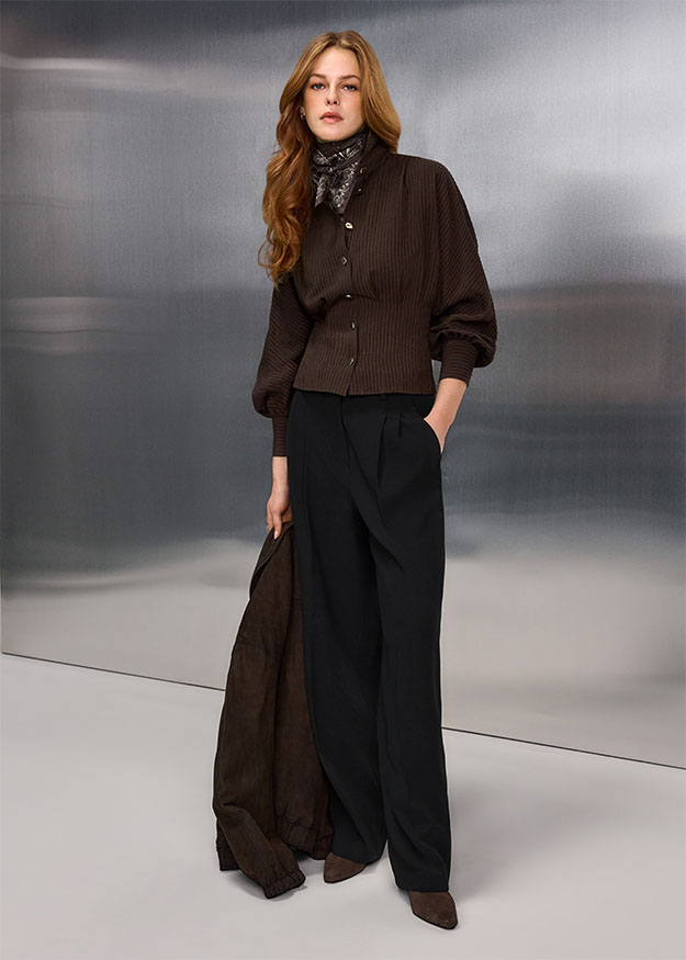 cardigan, Button-up, braun, Strickjacke, twill-ähnlich