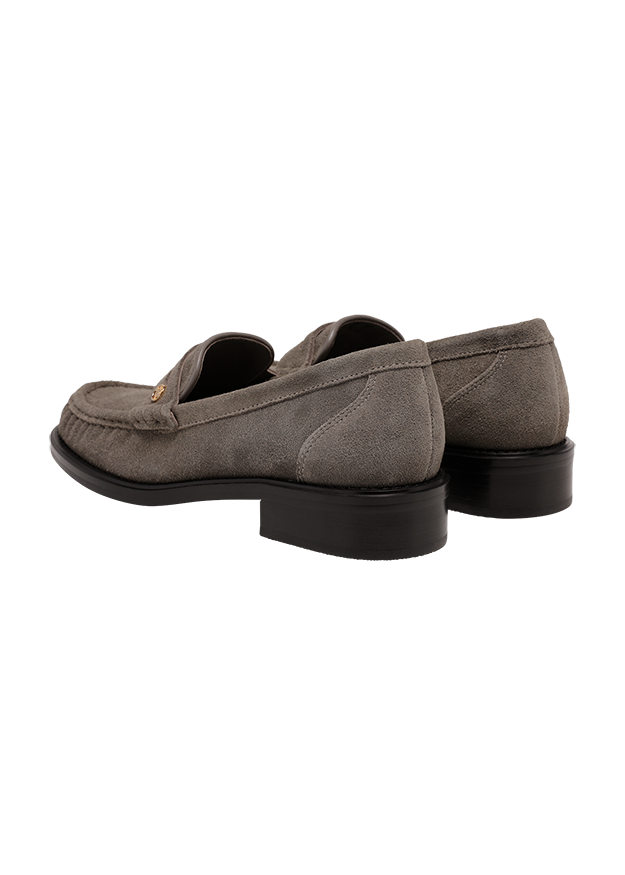 Loafer, Slipper, Grau, Velours, Ledersohle