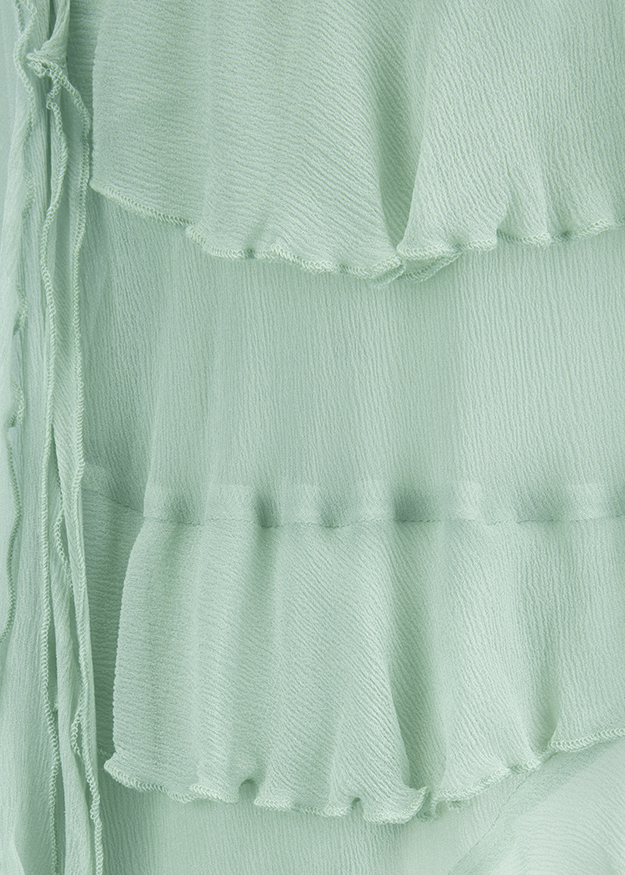 bluse, peplum, strukturiert, mint, rüschen