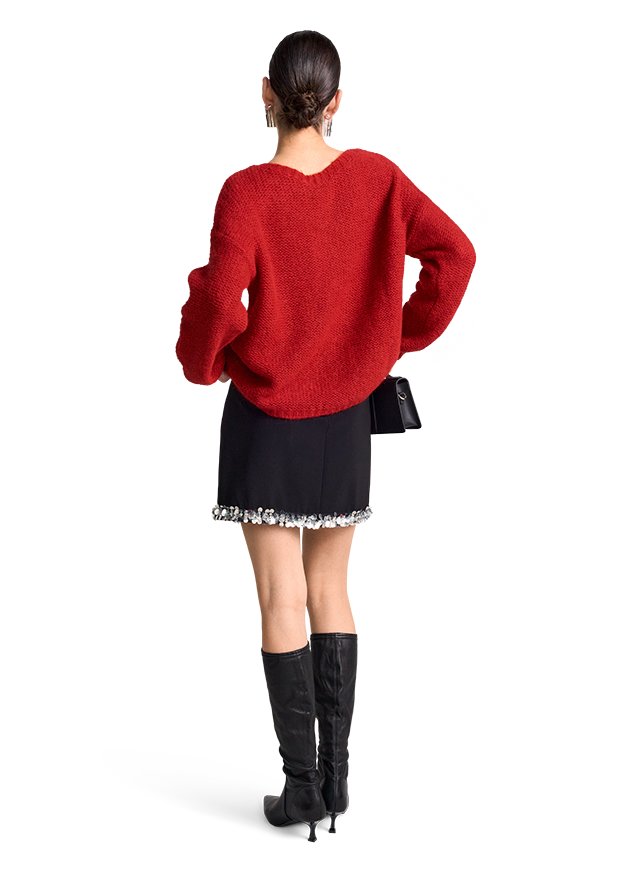 Rock, Pullover, Langarm, Person, Minirock