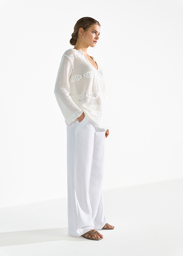 Langarm, Leinen, Bluse, Person, Formelle Kleidung