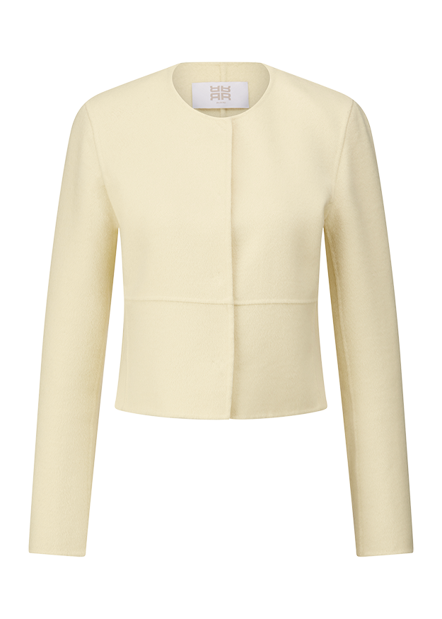 Jacke, Blazer, Cremefarben, Langarm, Frontloser Verschluss