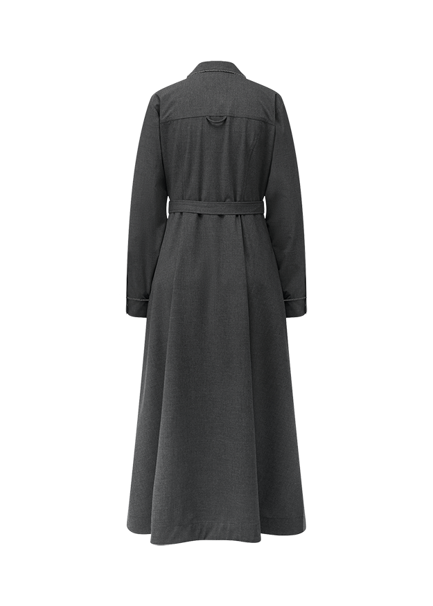 Mantel, Trenchcoat, Grau, Gürtel, Knopflochöse