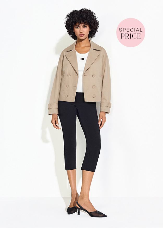 Trenchjacke, Beige, Doppelreihe, Knielange Hose, Tragbare Schuhe