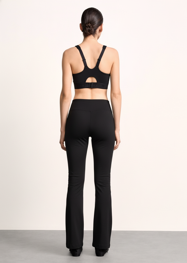 Sport-BH, Schwarz, Rückenband, Verstellbare Träger, High-Waist-Jeans
