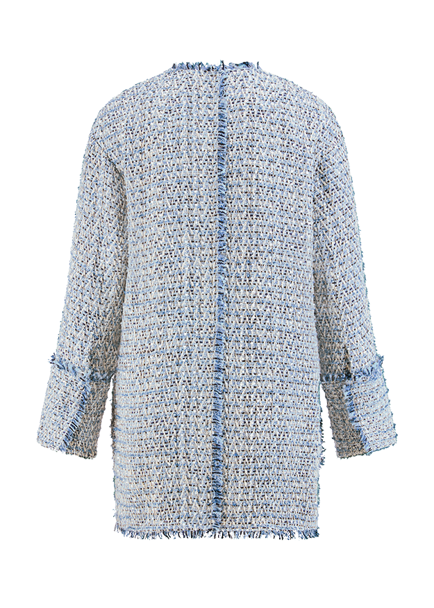 Pullover, Cardigan, Strickware, Texturiert, Blau-Weiß