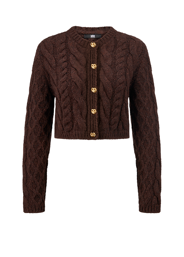 Cable knit, Cardigan, Brown, Buttoned, Crochet pattern