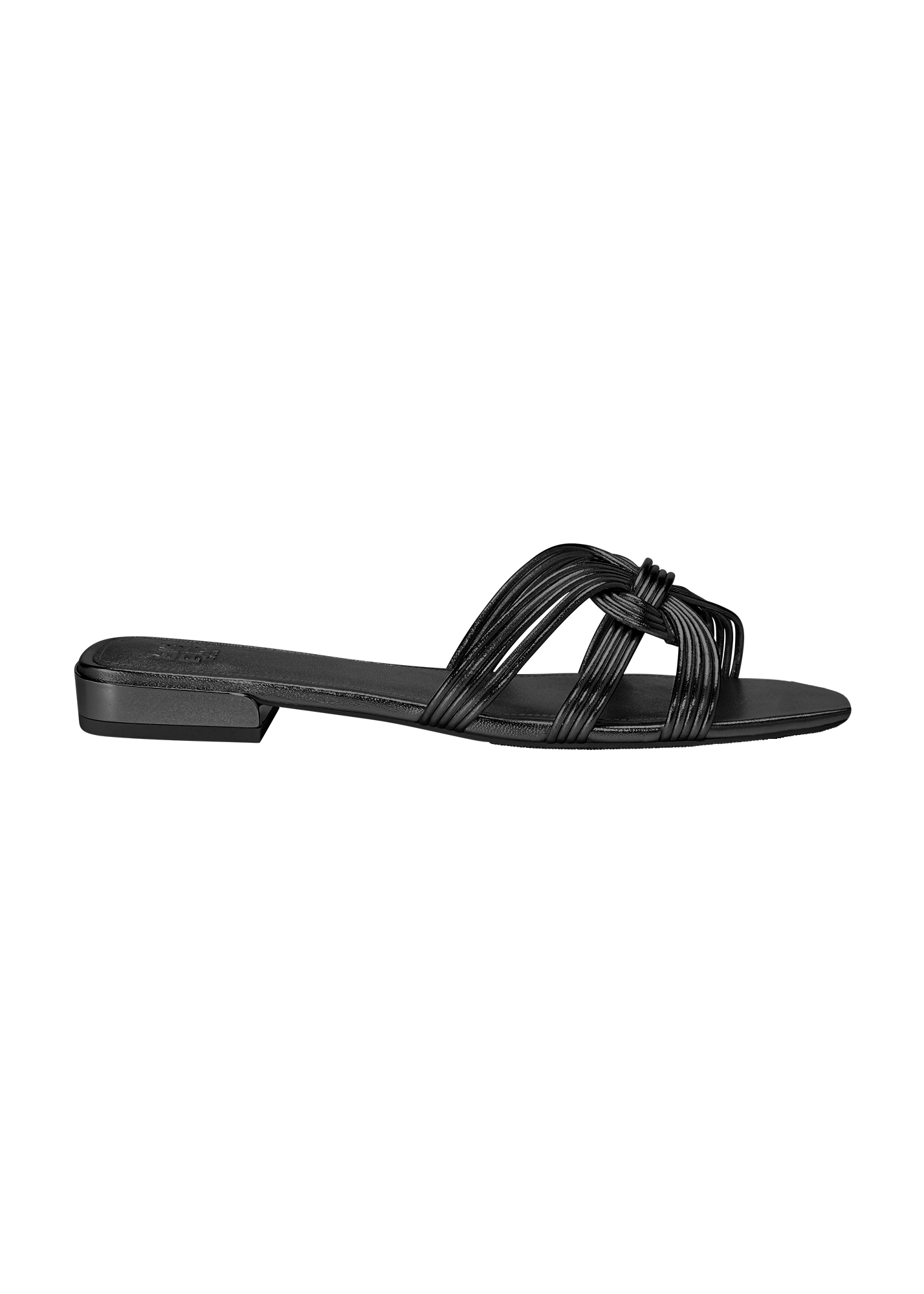 Sandale, Schwarz, Knotensandalen, Ledersohle, Offene Zehen