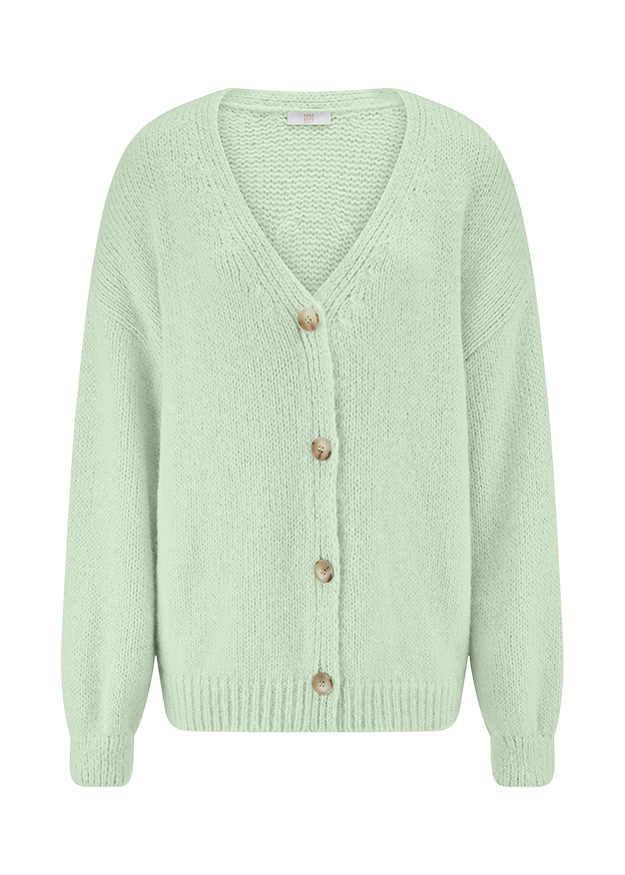 Cardigan, Strickware, mit Knöpfen, hellgrün, oversize