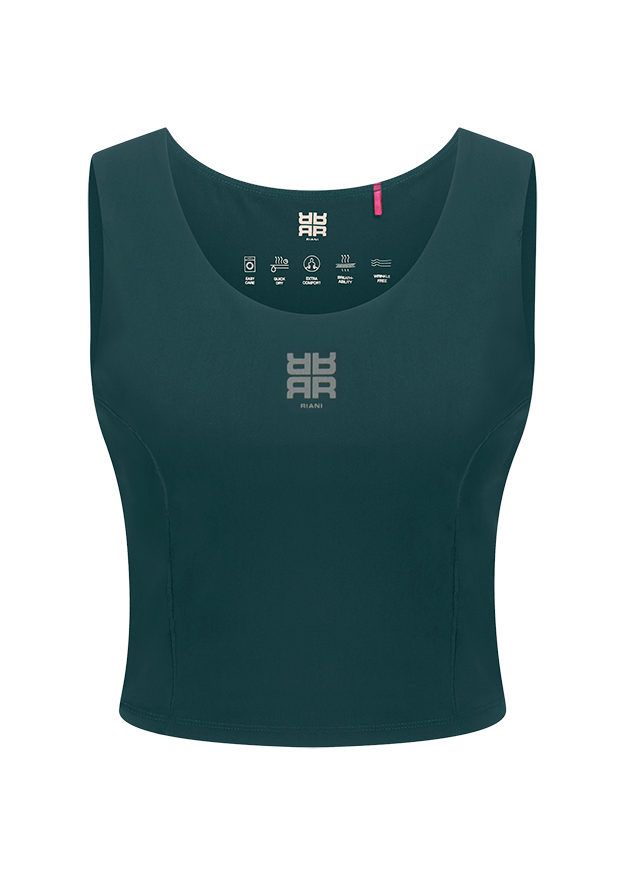 Tanktop, Damen, Dunkelgrün, Glatter Stoff, Rückenfrei?