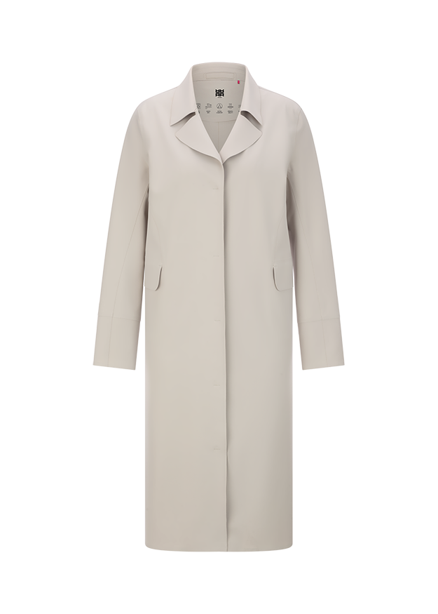 Herrenmantel, Lederless Mantel, Overcoat, Beige Mantel, Knopflose Mantel