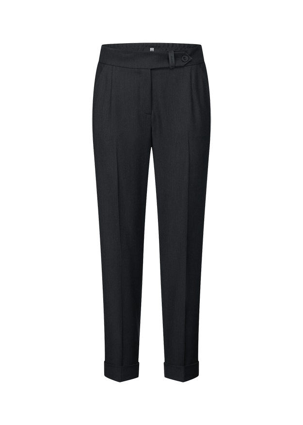 hose, schwarz, gerade geschnitten, bund mit schließe, stärke/stofftextur