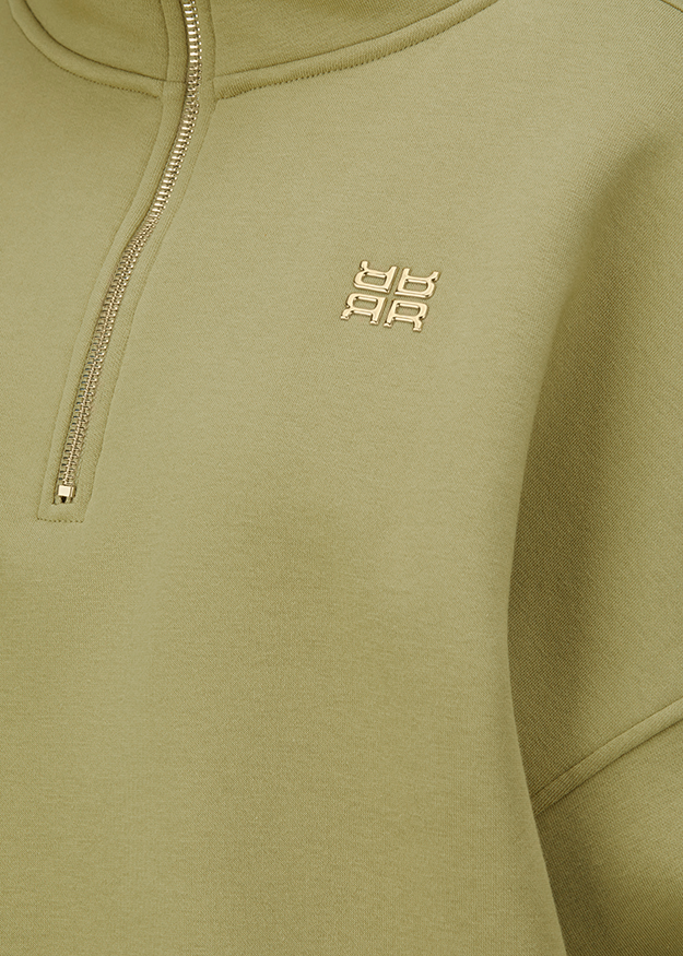 hoodie, Reißverschluss, Halb-Reißverschluss, olive, Logo