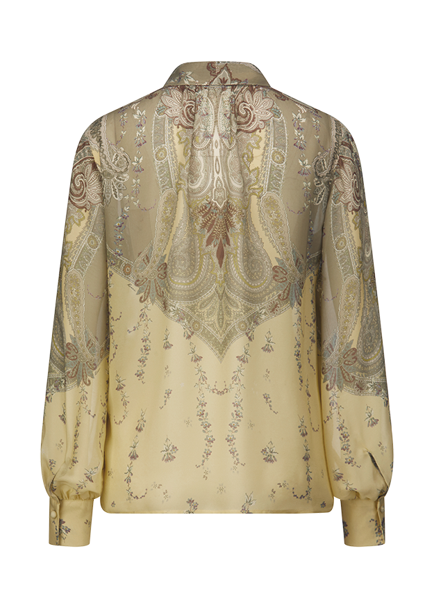 Bluse, Paisley-Muster, Langarm, Beige, Viskose