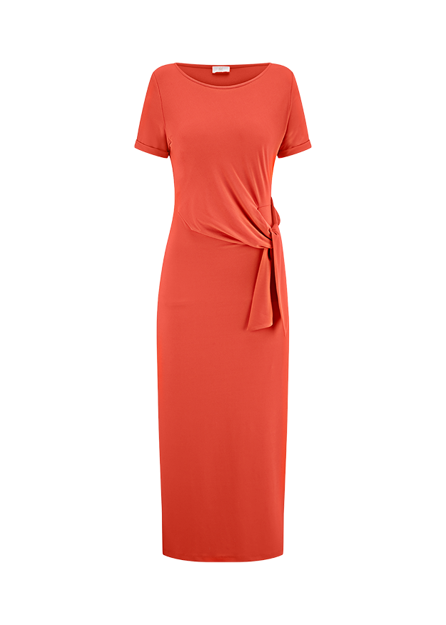 maxi dress, Knoten-Detail, Kurzarm, Unifarben, Wadenlänge