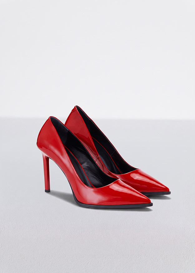 Pumps, Rot, Lackleder, Stilettoabsatz, Spitze Zehen