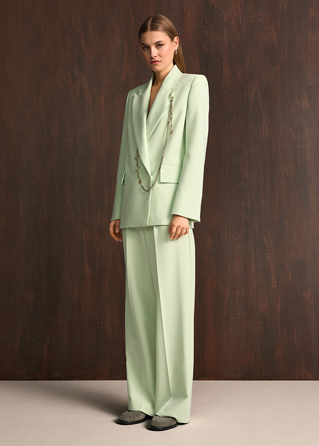 Anzug, Blazer, Hose, Mintgrün, Kette