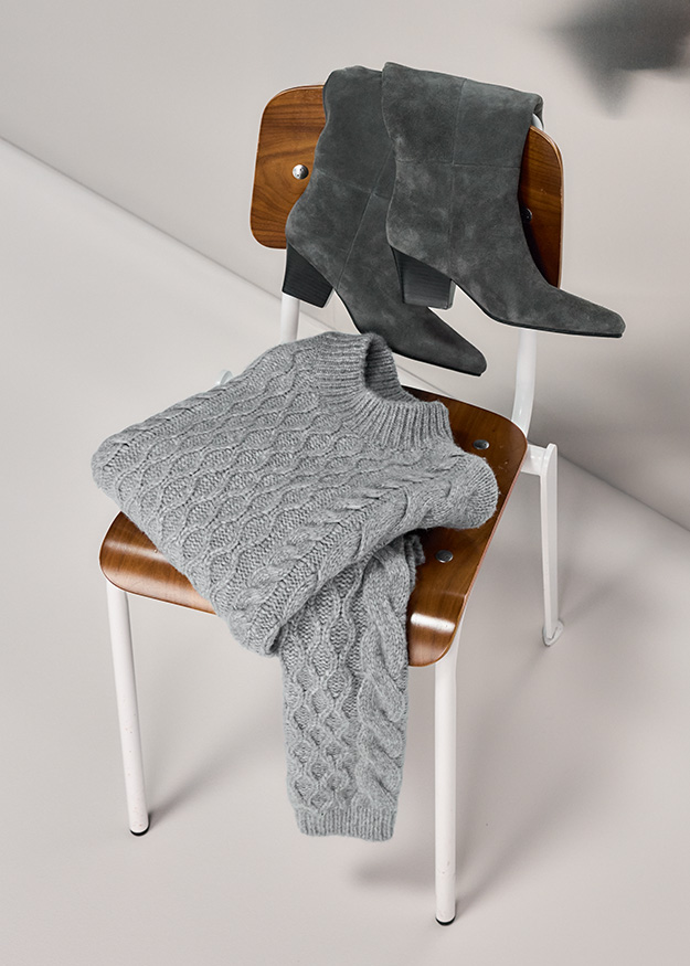 stiefel, knöchelstiefel, wildleder, grau, strickschal