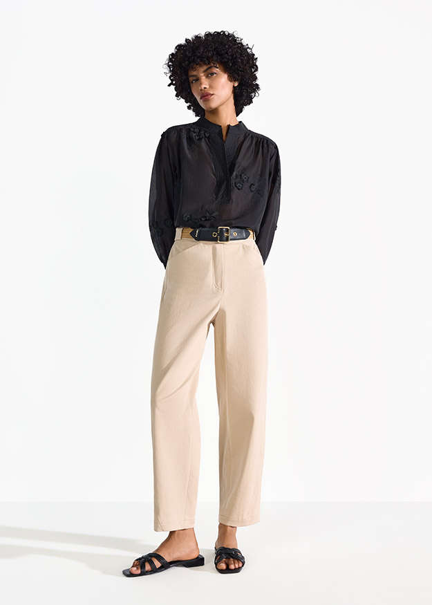 Bluse, Hosen, Langarm, Ärmel, Sandale