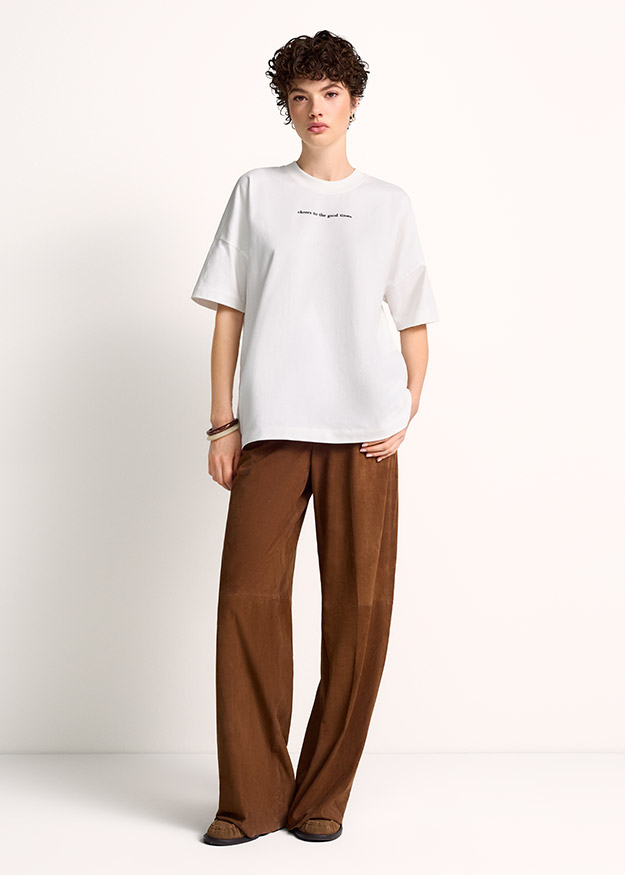 T-Shirt, Weiß, Kurzarm, lockere Passform, Rundhals