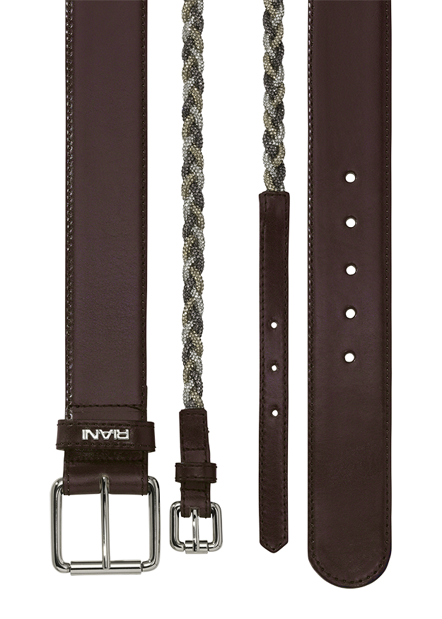 Gürtel, Leder, braun, geflochten, verstellbar