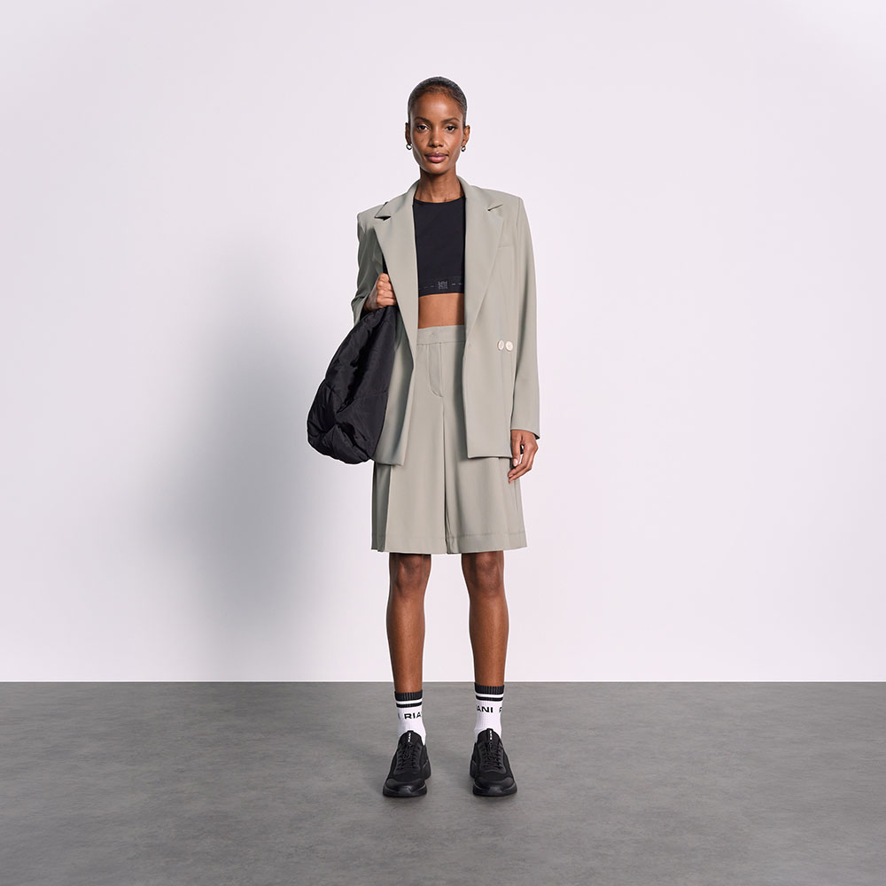 Anzugset, Shorts, Blazer, Handtasche, Schwarz top