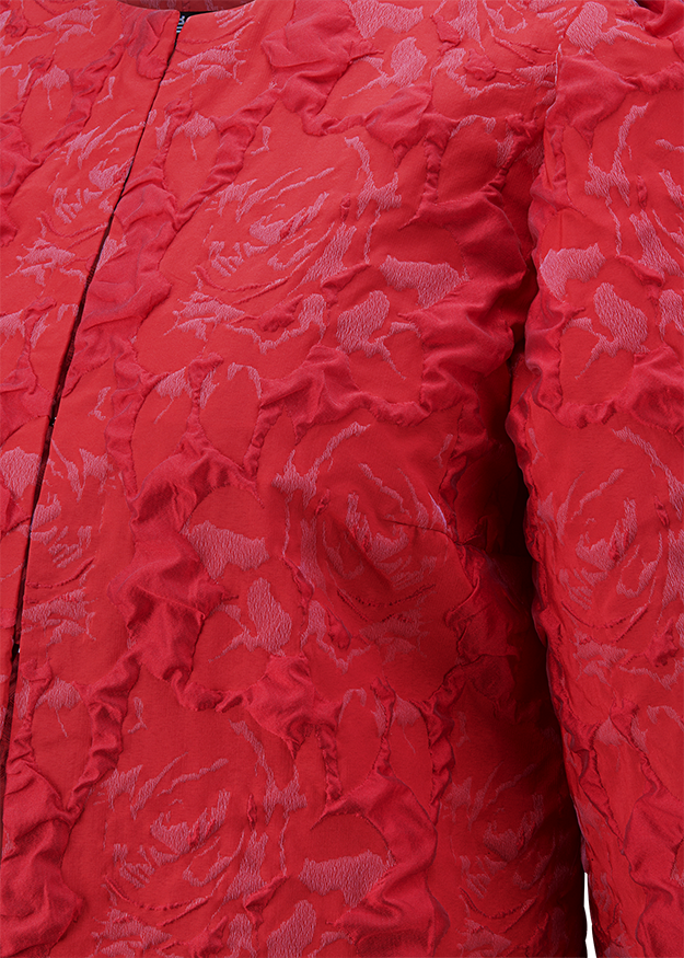 Jacke, Rot, Blumenmuster, Jacquardstoff, Strukturstoff