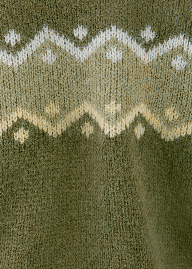 Knitwear, Strickjacke, Muster, Olivgrün, Wollgemisch